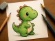Breng een baby dino tot leven met simpele vormen en speelse lijnen